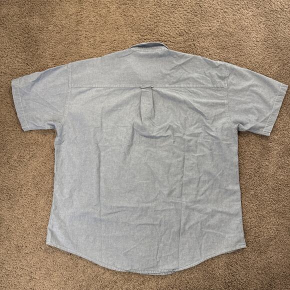 Vintage Chaps Ralph Lauren Chambray Shirt Size Large Blue Denim Light 90s Cotton - Picture 6 of 7